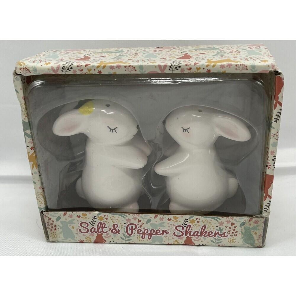 Salt And Pepper Shakers Bunny Rabbit Easter New With Box